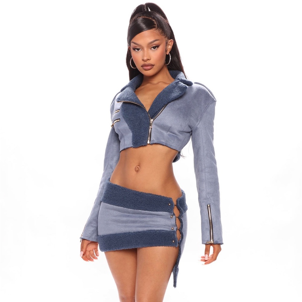 +FASHION NOVA BLUE SKIRT SET+